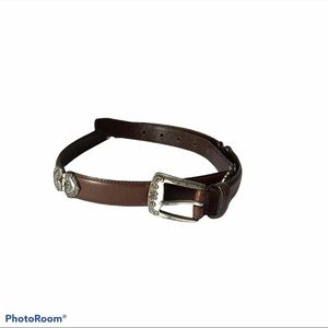 Fossil Womens Brown Leather Belt Western Silver Filagree Buckle Size Medium